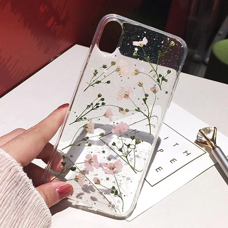 Moskado настоящие сушеные цветы прозрачный чехол для телефона для iphone 6 6s 7 8 Plus прозрачный мягкий ТПУ красивый чехол для iphone X XS Max XR - Цвет: 4251