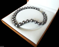 hot selling free shippingrare huge 14mm genuine dark gray round south sea shell pearl necklace 18 aaa