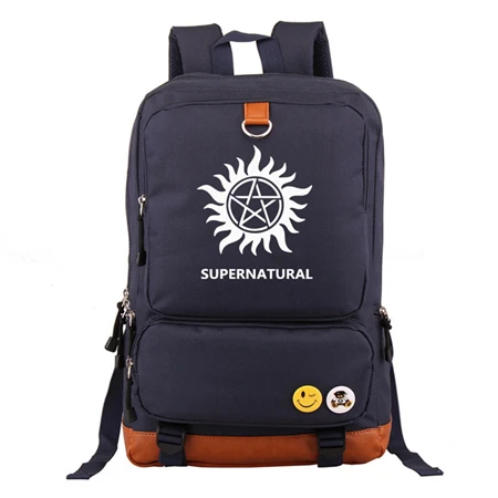 Navy blue 1 ТВ шоу Сверхъестественное SPN Рюкзак Mochila повседневные рюкзаки подростковые Мужские Женские школьные сумки Дорожная сумка для ноутбука - Цвет: Navy blue 1