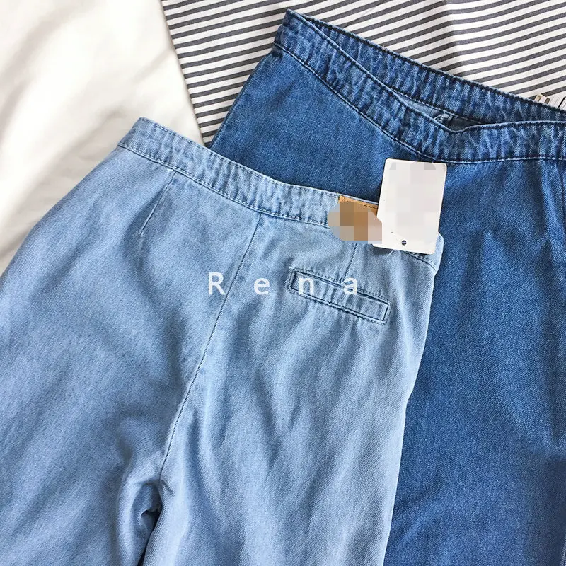 Женские джинсы полной длины прямые широкие брюки из денима cn68 | Женская одежда