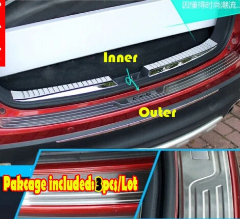 

3PCS Car Rear Bumper Sill Inner and Outer Trunk Protector Trims For Mazda CX-5 CX5 2012 2013 2013 2014 2015