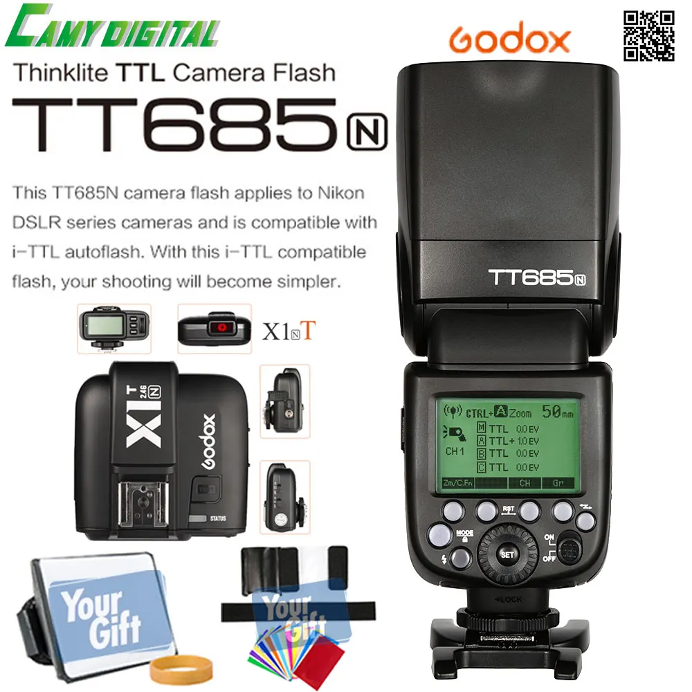 Godox TTL II автовспышка GN60 HSS 1/8000 s 2.4 г Беспроводной Speedlite tt685c + x1t-c/tt685n x1t-n/tt685s x1t-s Softbox