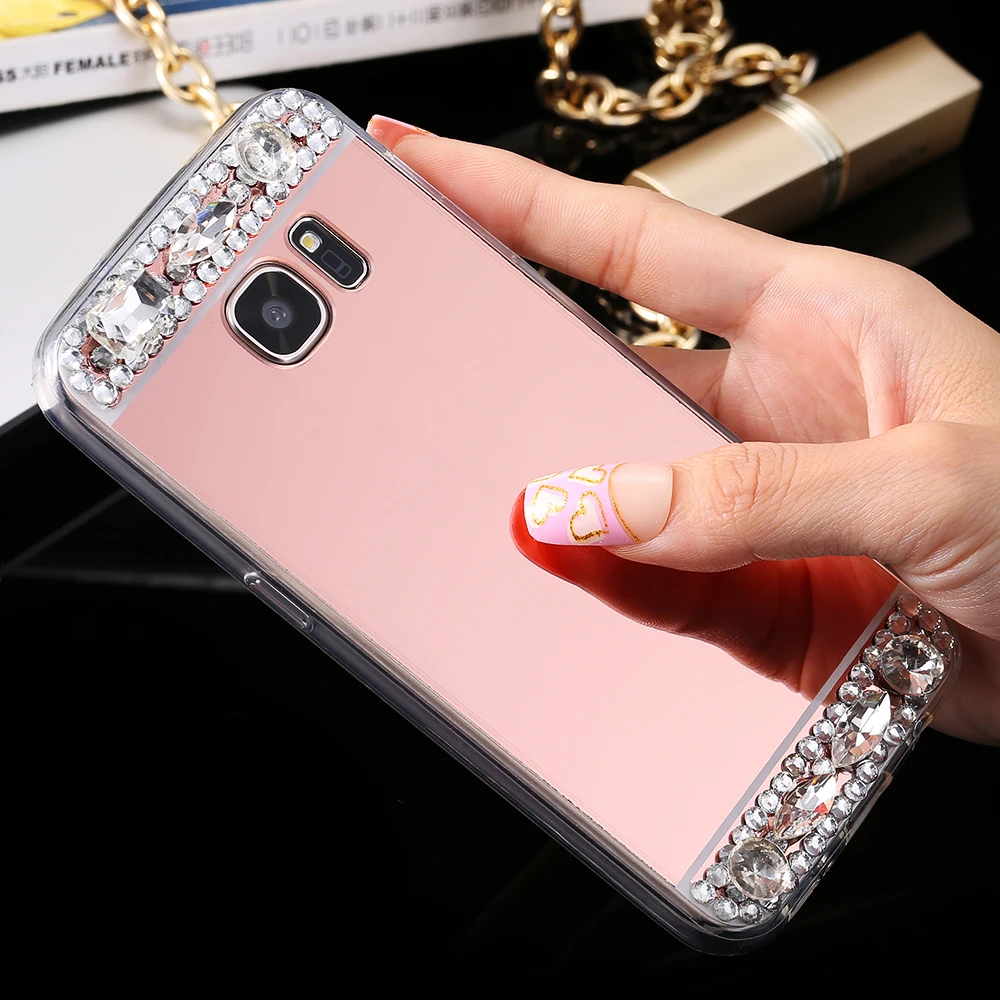 FLOVEME S8 Plus S7 Edge зеркальный чехол со стразами для Samsung Galaxy S6 A3 A5 2017 аксессуары