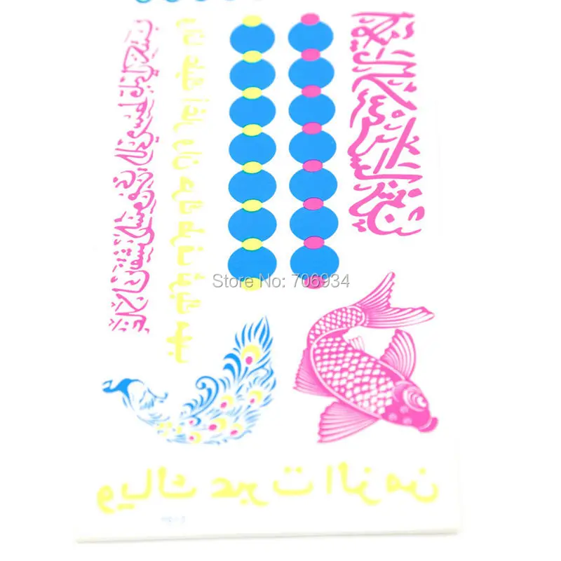 Временные тату-наклейки флуоресцентные арабские татуировки 6 шт. новые