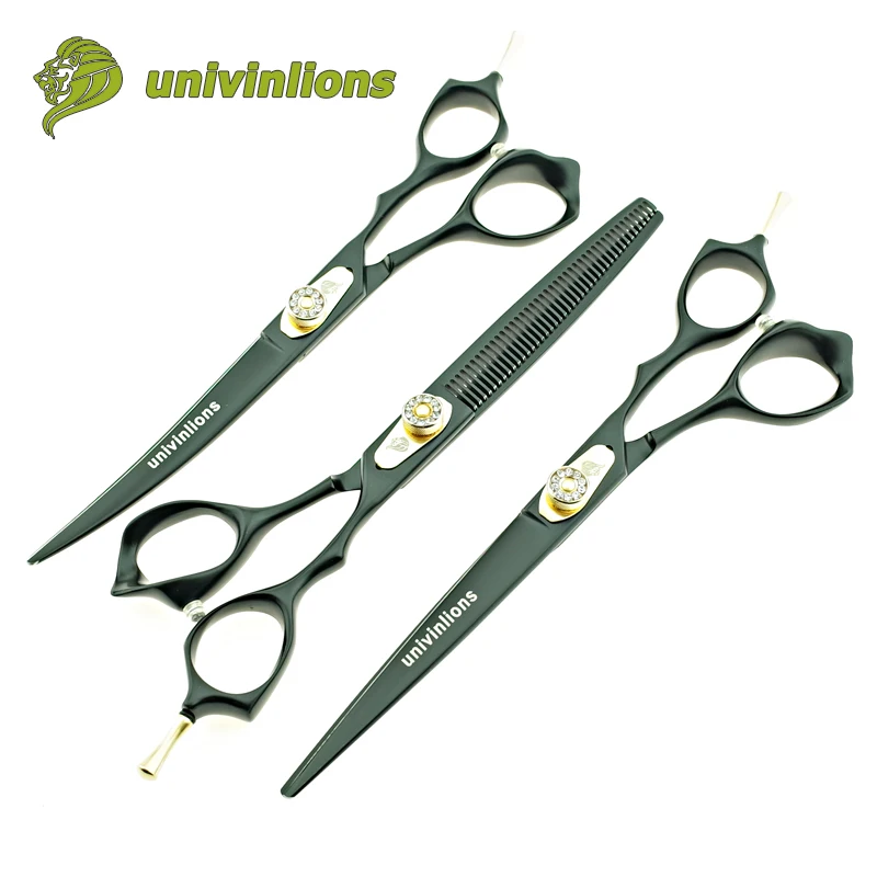 7 &quotЧерные ножницы для груминга домашних животных изогнутые собак