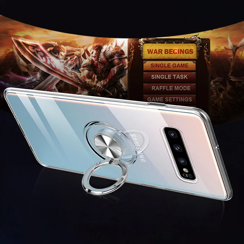 For Samsung Galaxy S10 S9 S8 Plus Magnetic Ring Transparent Soft Silicone Phone Cover Case Note 8 9 S10e Coqa | Мобильные телефоны