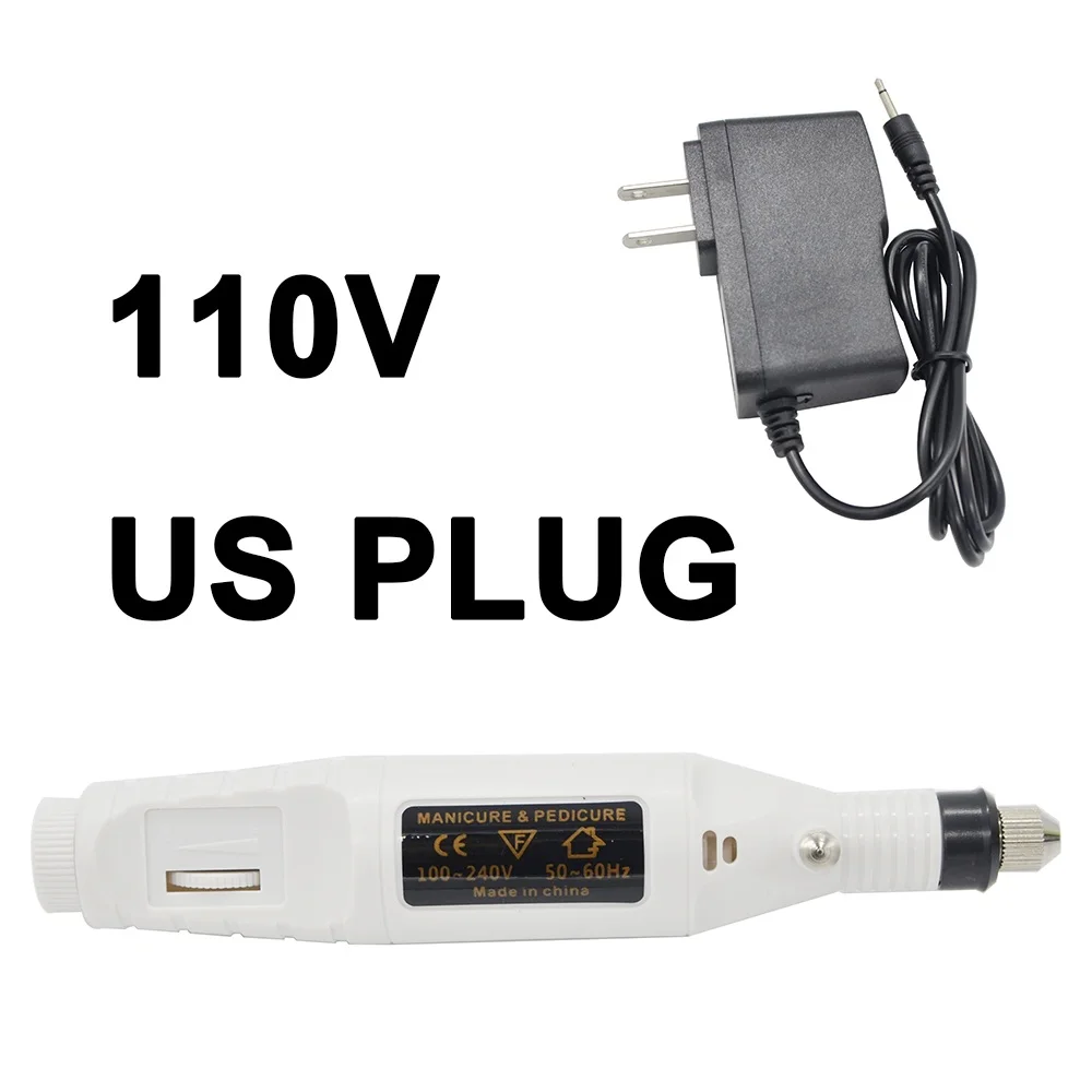 WHITE US PLUG 20000 ОБ/мин Электрическая дрель для ногтей Алмазная пилочка для ногтей дрель для маникюра и педикюра сверло для полировки наборы инструментов - Цвет: WHITE US PLUG