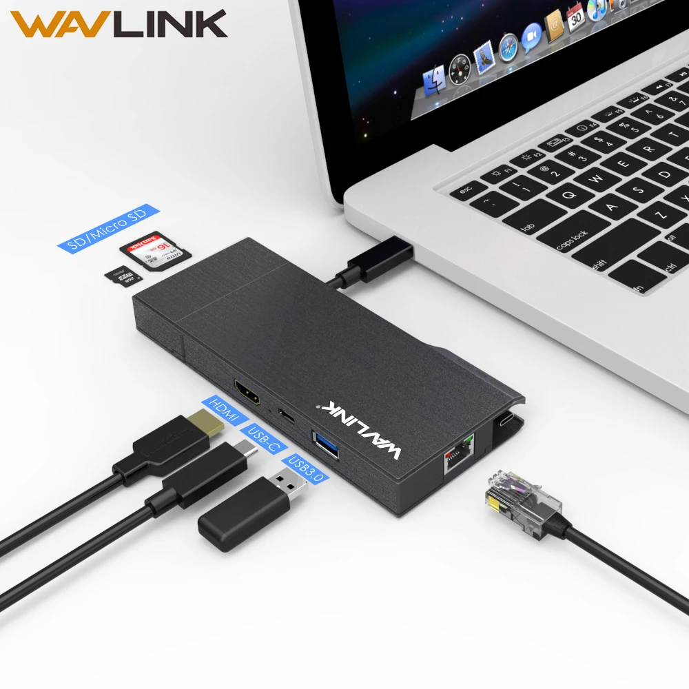 USB C концентратор USB3.1 тип-c мини док-станция usb-хаб 4 к видео HDMI Ethnernet Rj45 кабель SD/TF кардридер PD адаптер для Mac OS Windows