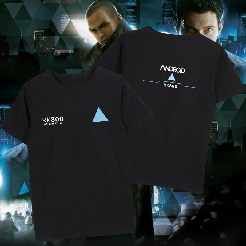 Косплей игра Детройт становится Коннором Cos футболка с короткими рукавами