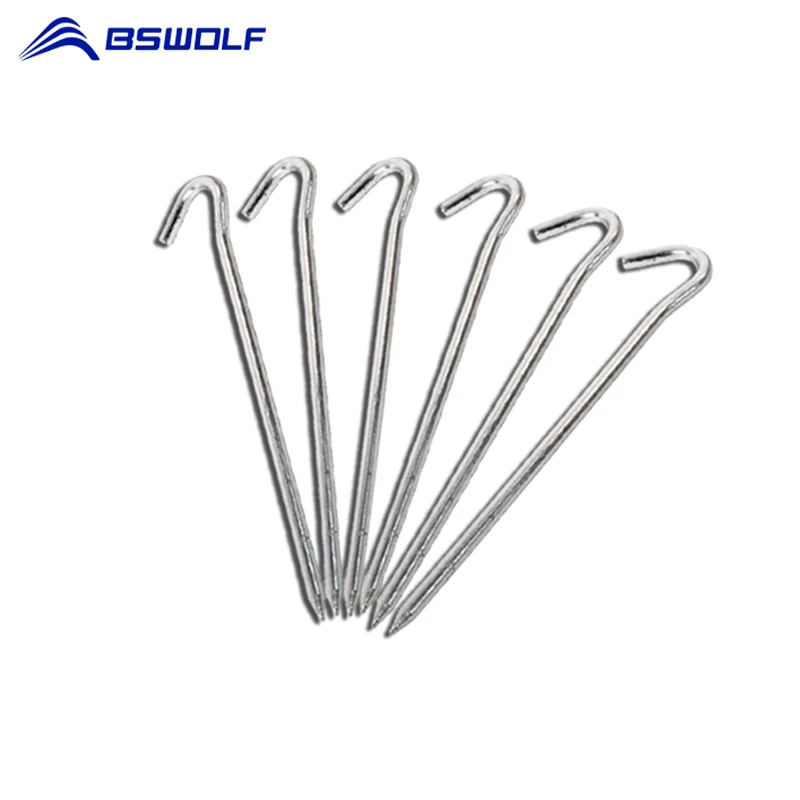 

BSWolf 10pcs Tent Pegs Aluminum Alloy Stake With Rope 17.5*0.6cm Outdoor Tent Windproof Nail Peg Tent Accessories Equipment
