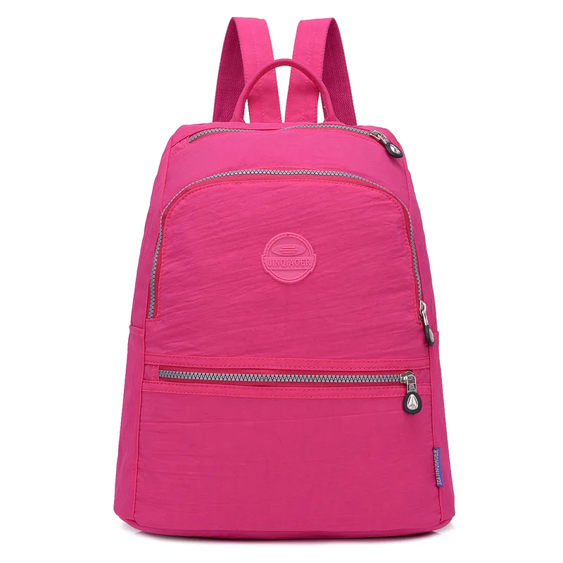 Школьный рюкзак для девочек-подростков Mochila Feminina, женские рюкзаки, нейлоновый водонепроницаемый повседневный рюкзак на плечо, женский рюкзак - Цвет: Ярко-розовый