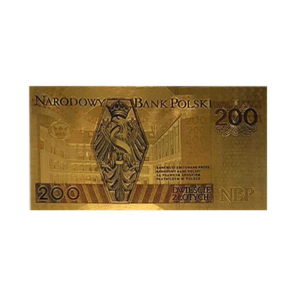 10 шт./компл. Новый польский 200 Золотая фольга для банкнот с цветной печатью