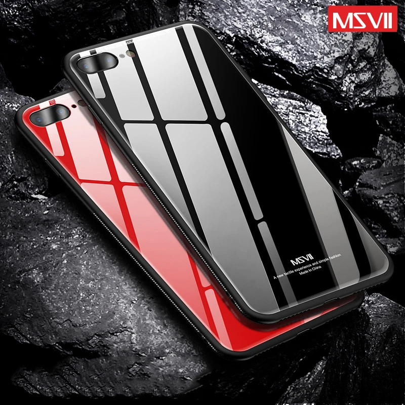 Msvii Роскошный чехол для iphone 8 360 полная защита ультра тонкая стеклянная задняя