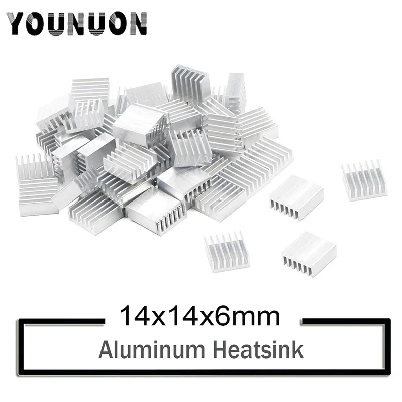 10 шт. алюминиевый радиатор YOUNUON Silver 14x14x6 мм радиатора охлаждения электронных