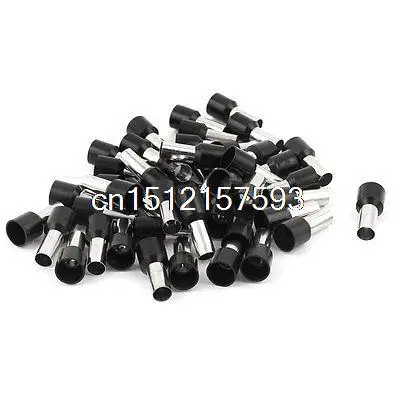 

50 x 16mm2 Crimp Cord End Terminal Insulated Bootlace Ferrule Connector Black