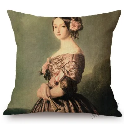 T305-11 Franz Xaver Winterhalter рококо Королевский суд Принцесса Королева красивая леди Портрет маслом диван наволочка чехол для подушки - Цвет: T305-11
