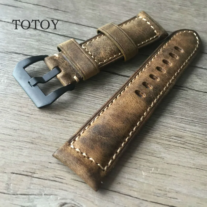 

Handmade Magic Discoloration Style Cowhide Watchbands, 20MM 22MM 24MM 26MM Retro Men Leather Watchbands, Fast Delivery