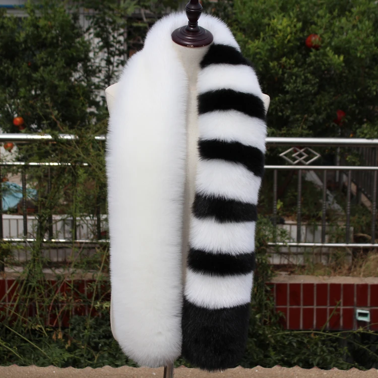 Потрясающий высококачественный длинный шарф из искусственного лисьего меха