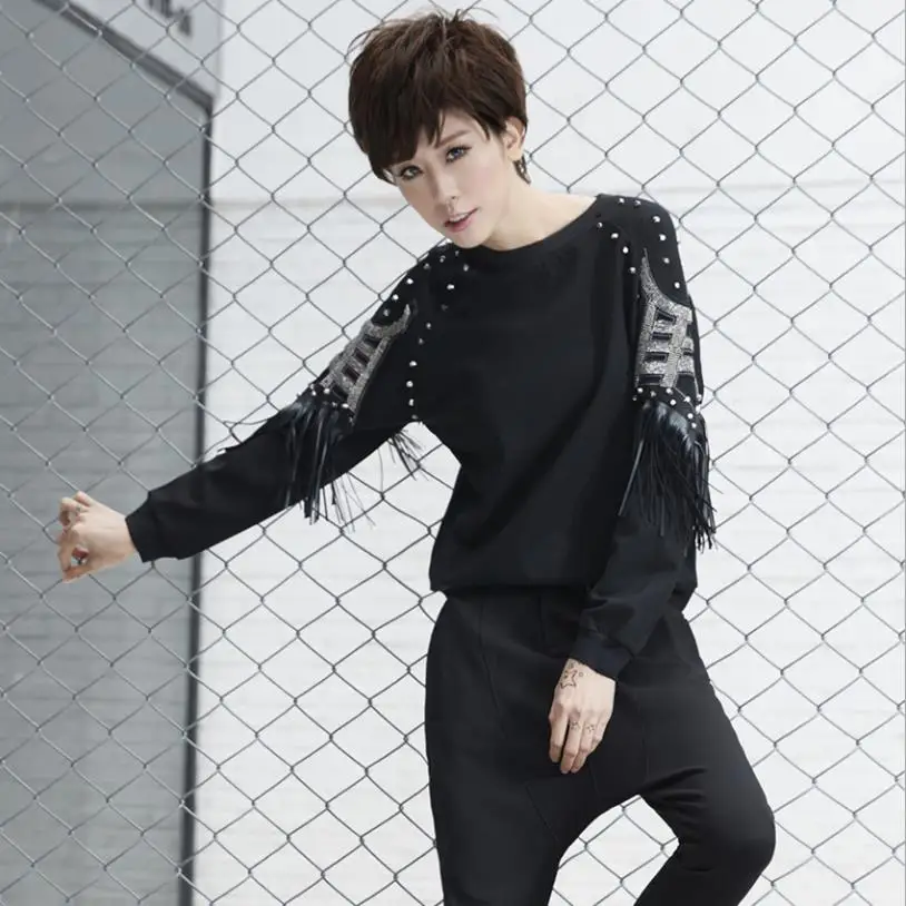 Новые модные топы с бахромой и бисером в уличном стиле женские заклепками