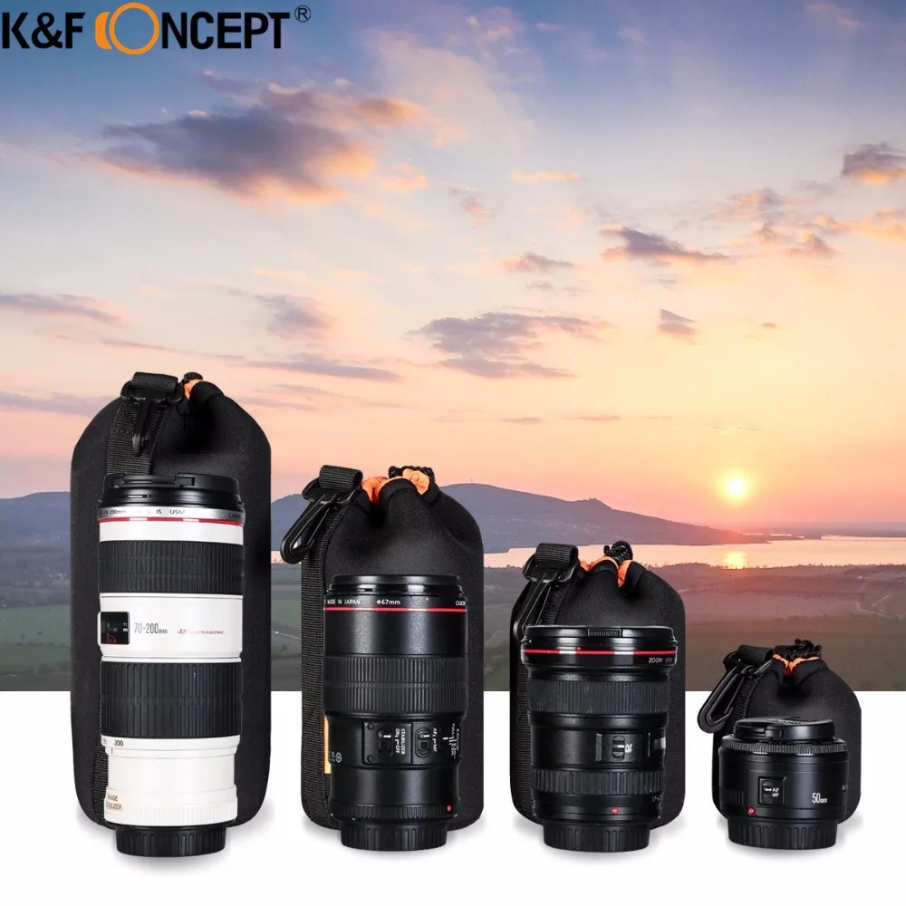 K& F, сумка для объектива камеры, защитный чехол, функциональный, водонепроницаемый, неопрен, Размеры s m l xl, для Canon, Nikon, sony, DSLR, объектив камеры
