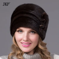 russian winter fur hat for women genuine mink fur cap with flower style 2020 new hot warm high quality elegant ladies hat dhy 64