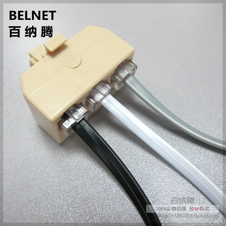 6P4C RJ11 телефон Splitter один в трех выходных 4 через голову цифровой телефонный