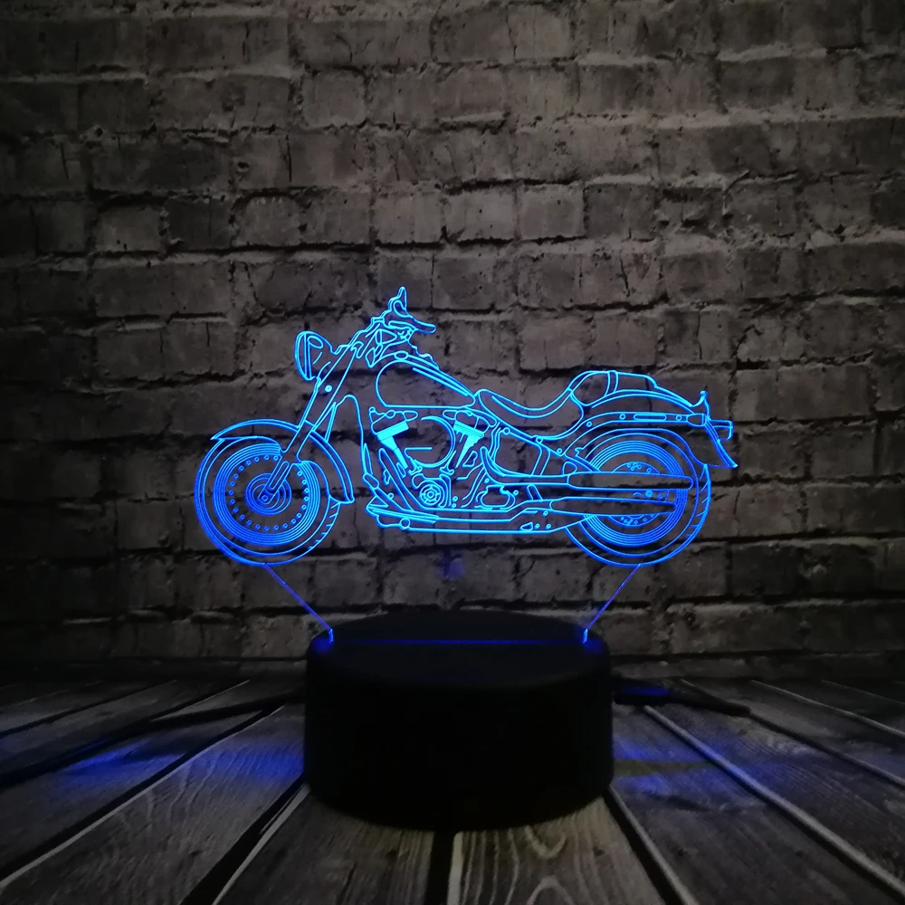 Ретро 3D светодиодный светильник для мотоцикла ночной Светильник RGB Иллюзия