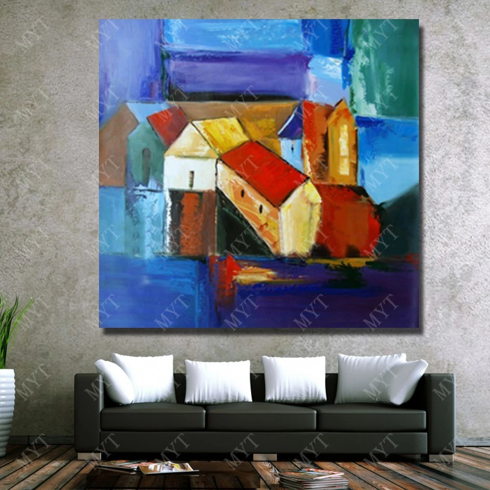 Деревенская жизнь пейзаж картина маслом ручной рисунок репродукция акриловая