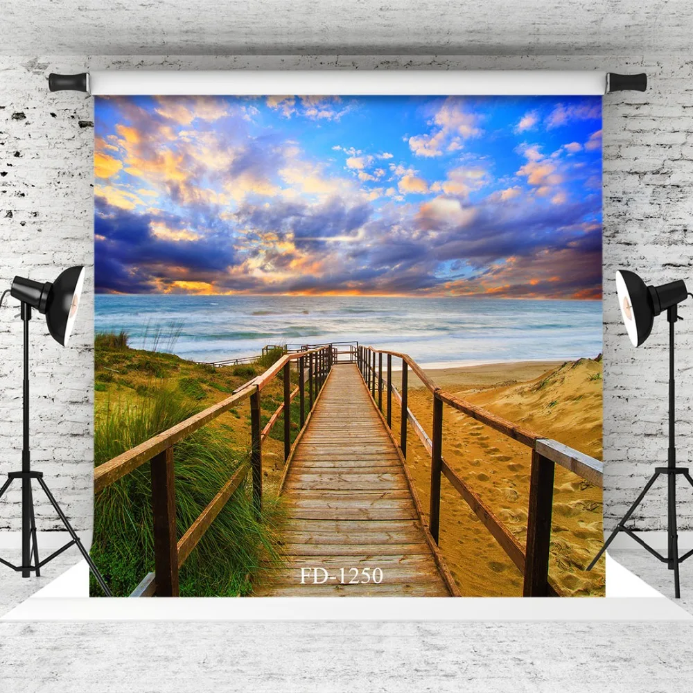 Walkway Приморский голубое небо фоны для фотосъемки детей новорожденный виниловый