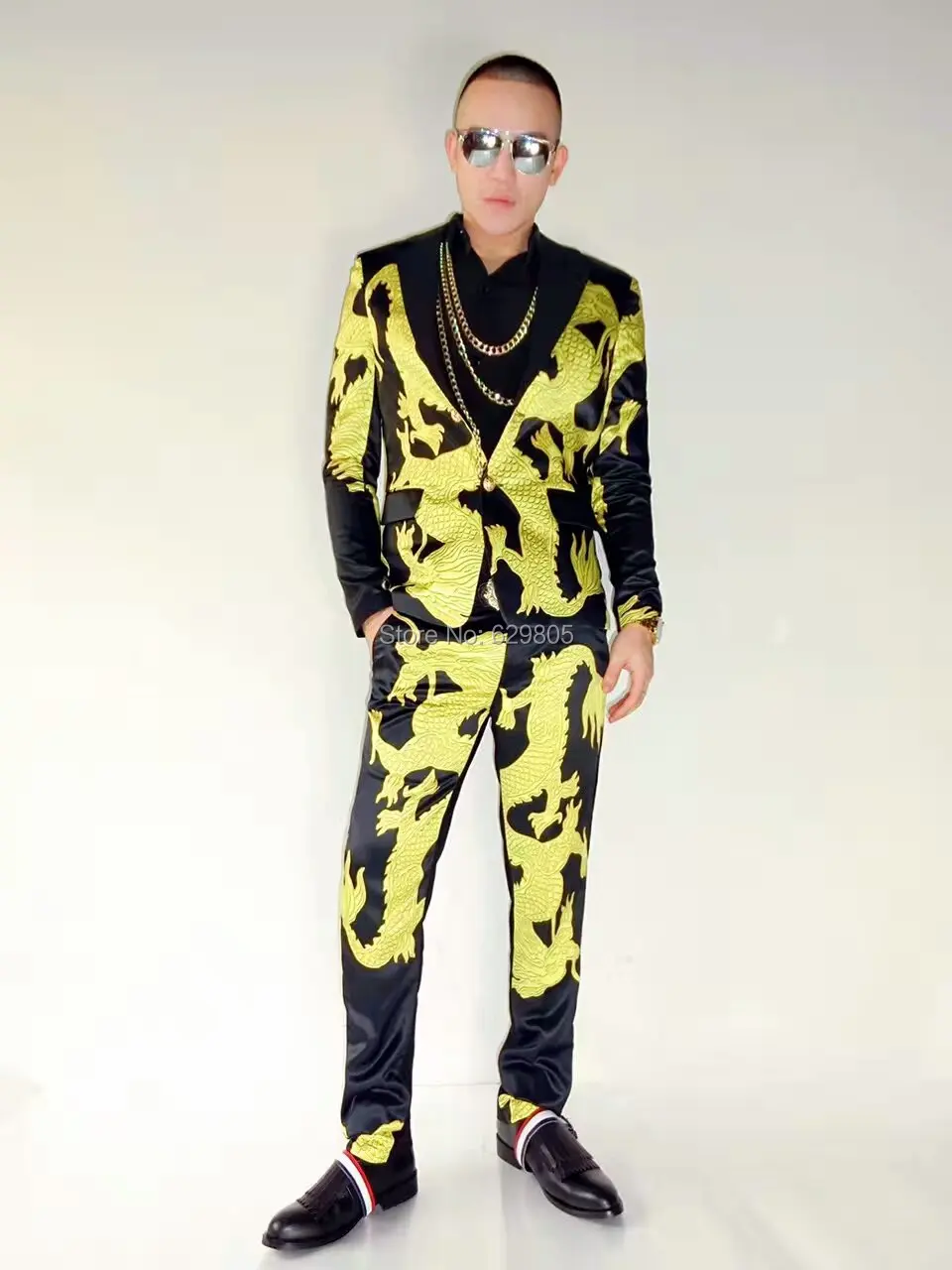 Женский костюм с принтом желтого дракона в Корейском стиле облегающий Блейзер и