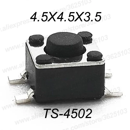 1000 шт./лот 4PIN SMD 4.5X4.5X3.5/3.8/4.0/4.3/4.5/4.8/5/5.5/6/6.5/7/8/10 мм Тактильный кнопочный переключатель