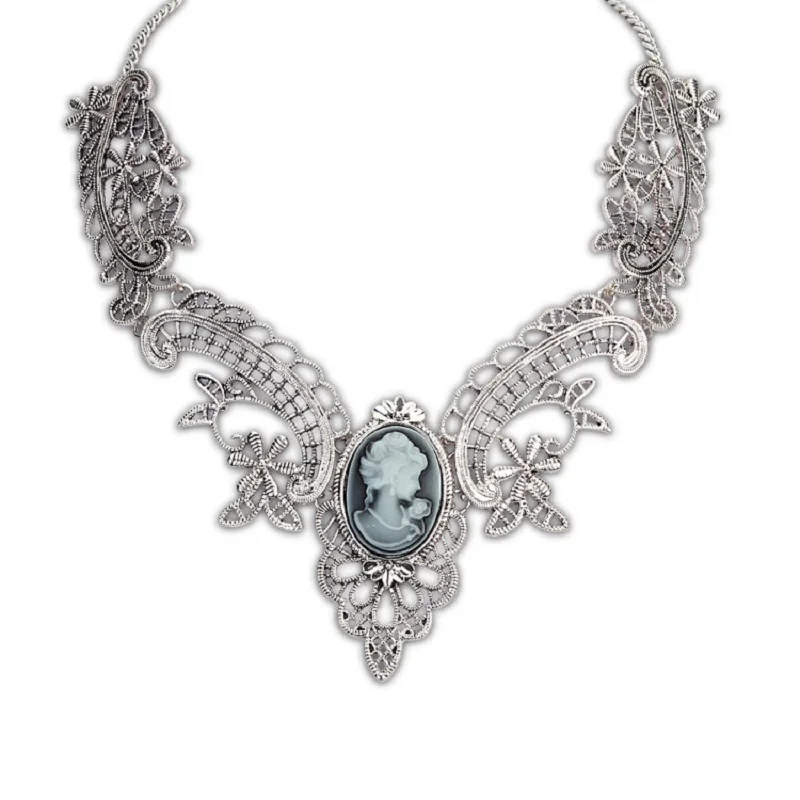 Linnor винтажный дворцовый Камея Подвеска Ожерелье Серебряный Золотой сплав полый