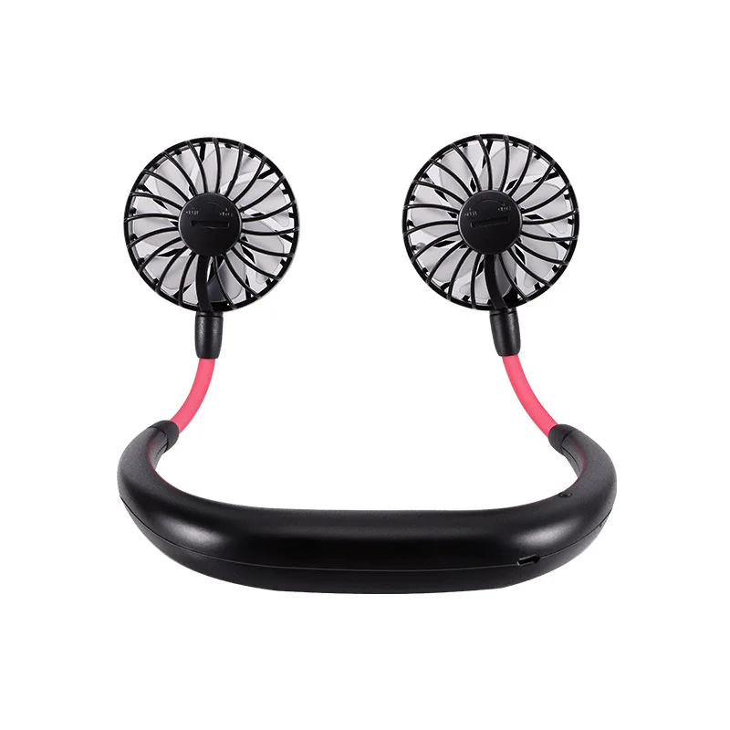BAck Hands-free шея полоса руки-свободно висящий USB Перезаряжаемый двойной вентилятор мини-вентилятор летний портативный Встроенный арома-вентилятор - Цвет: BAck