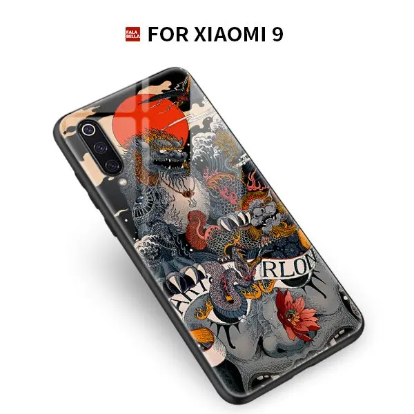 Японский чехол для телефона Ukiyo-e Arts Xiaomi MI9 MI9SE MI 9 SE Kirin &amp Dragon мягкий из закаленного