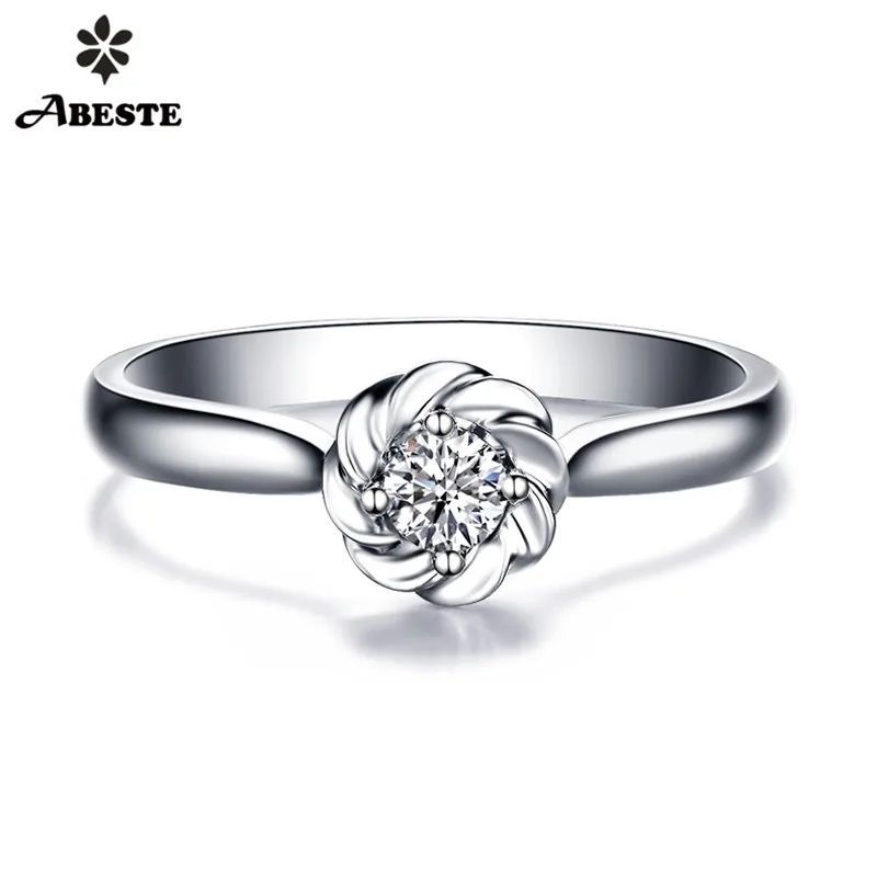 ANI 18K Белое/желтое/розовое золото (AU750) обручальное кольцо 0 08 CT сертифицированное SI