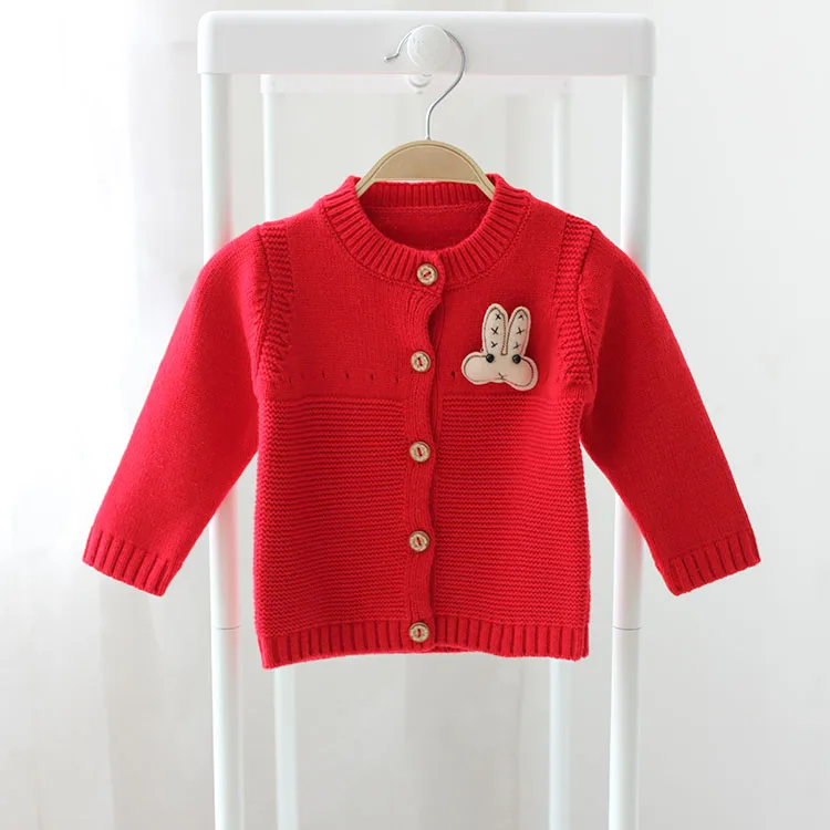 Детский свитер на весну и осень милый кардиган с рисунком кролика для девочек