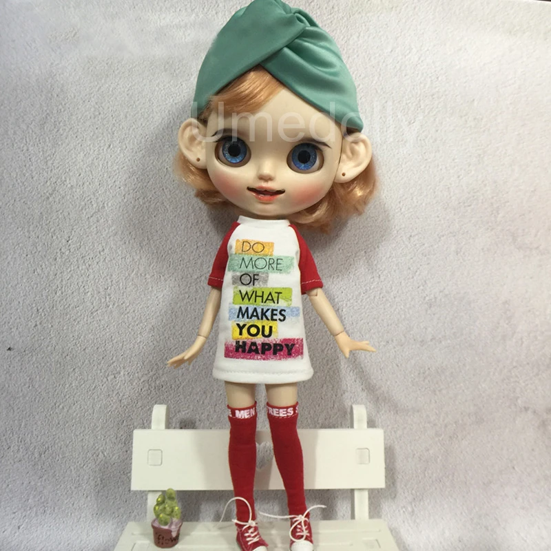 1 шт. Повседневная футболка для куклы Blyth гольфы одежда Барби курн Licca Azone 1/6