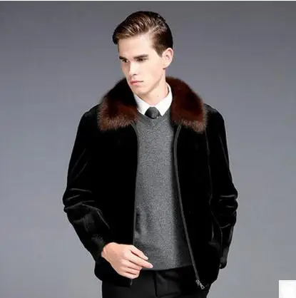 

S/6XL Mens Faux Mink Fur Coats Plus Size Winter Autumn Warm Outwears Man-Made Fur Male Jackets Overcoats Black Clothes K389