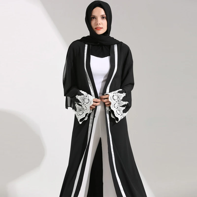Abaya кимоно кардиган халат длинный кружевной мусульманский хиджаб платье Абая для