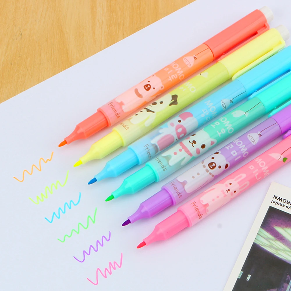 6 шт./лот новинка креативный мультяшный милый маркер для стад канцелярские