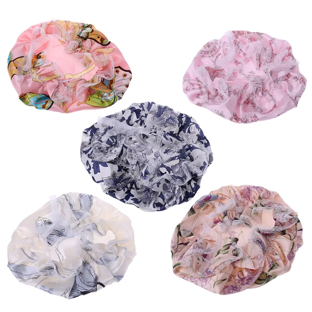5 цветов шелковая кружевная Кепка для ночного сна девочек головной убор широкая