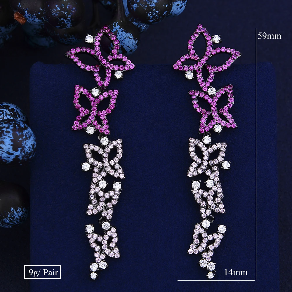 GODKI Trendy Luxury Butterfly Multi-CZ Crystal Zircon Women Dangle Earrings for Wedding Long pendientes mujer moda 2018 | Украшения и