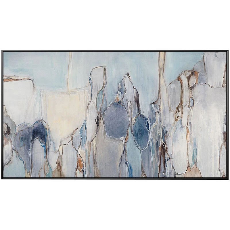 Абстрактная текстурированная белая ngray холст картина печатный плакат Настенная