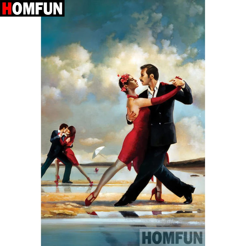 Алмазная 5D картина HOMFUN сделай сам полноразмерная/круглая вышивка пара танцев
