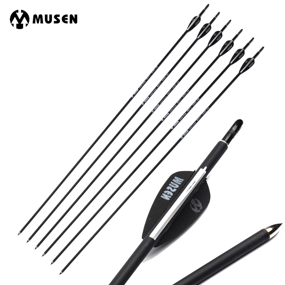 

6/12/24pcs 30 Inches Spine 700 Carbon Arrow Diameter 7mm Archery Arrows with 2.5 Inches Vanes for Recurve/Compound Bows Archery