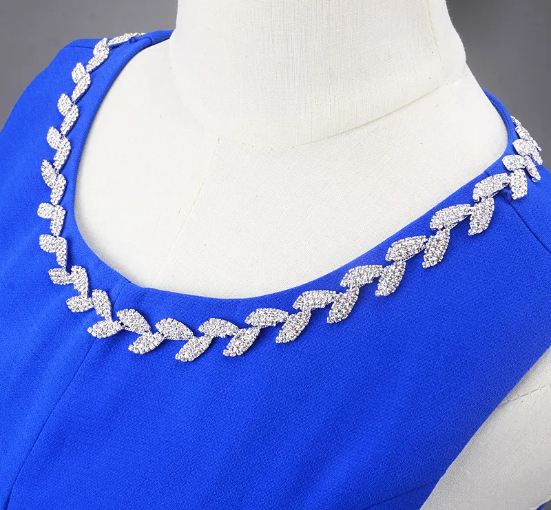 1 ярд листьев Стразы Лента с цепочкой Серебряная Хрустальная аппликация