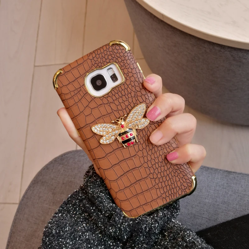 Чехол из крокодиловой кожи с алмазной Пчелкой для iphone XR XS Max чехол покрытием