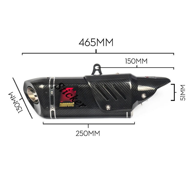 Для Yamaha R6 R1 CBR500 S1000RR Z750 изменение 38-51 мм Мотоцикл углеродного волокна Выхлопной Трубы с анти-горячей shell 456 мм Системы