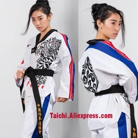 new tkd tae kwon do korea v neck women man taekwondo clothes for poomsae trainingwtf uniform160 190cm