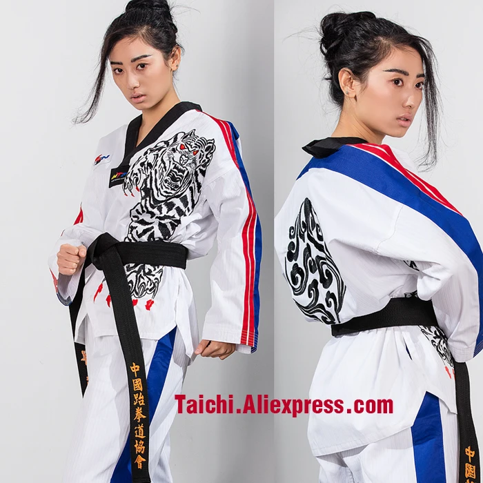 Новинка TKD Tae Kwon Do Korea V образный вырез для женщин и мужчин униформа WTF 160 190 см|tkd